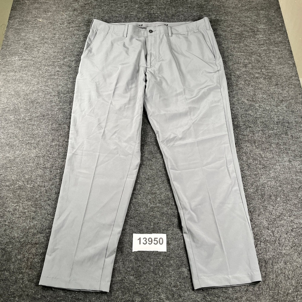 Grand Slam Golf Pants Mens 40x32 Gray Flat Front Performance Slash Pockets
